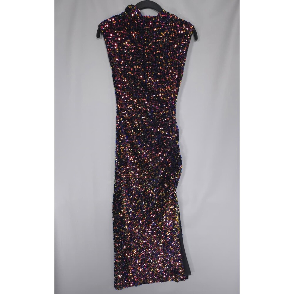 ANTHROPOLOGIE Womens New Midi Dress XXS Petite Sequin‎ Ruched Cowl Neck